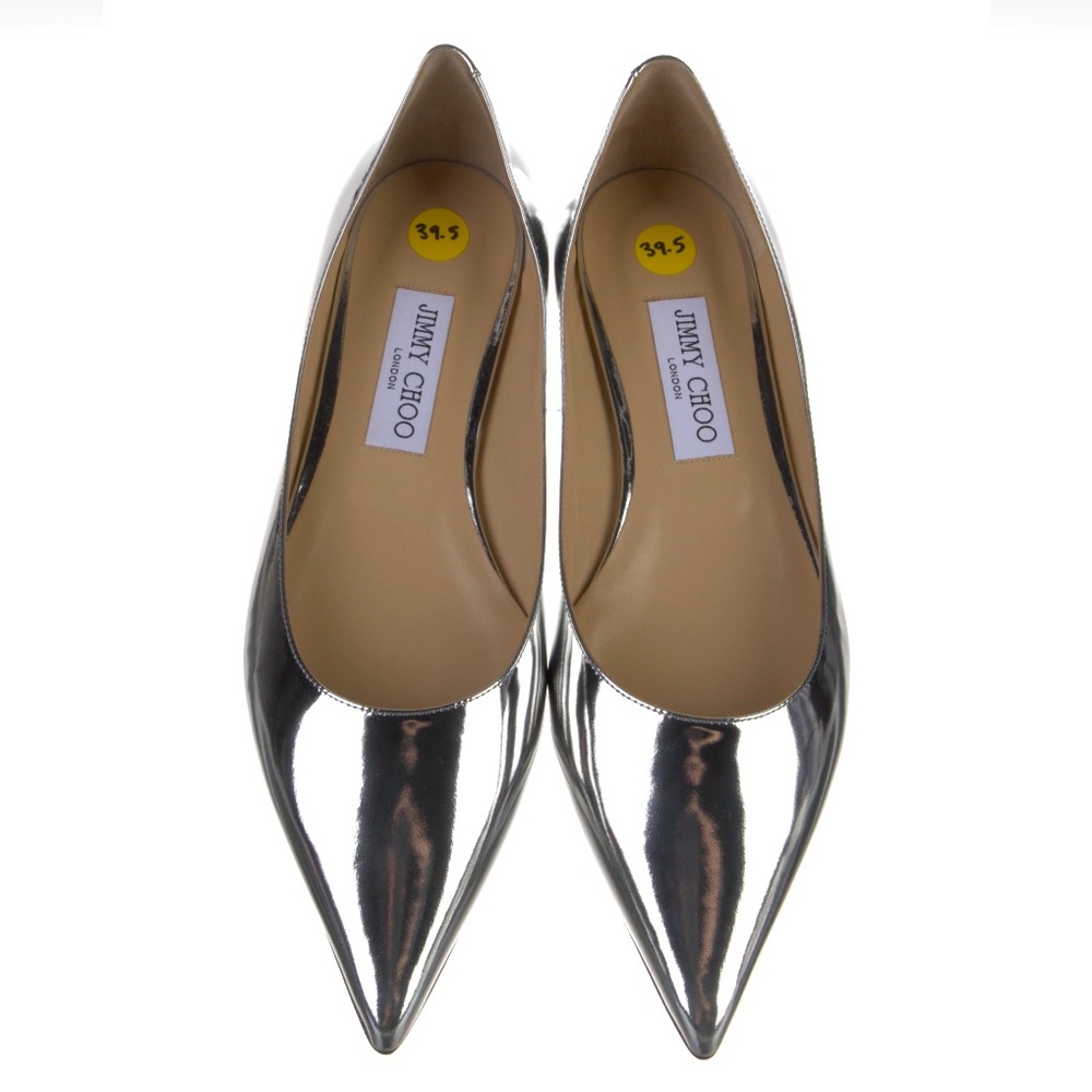 Brand New Jimmy Choo Patent Chrome Flats
